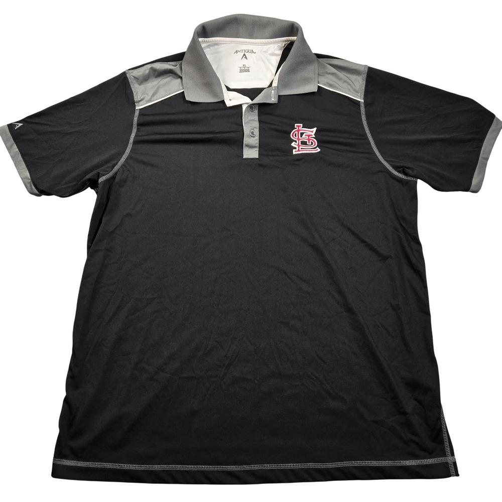 St Louis Cardinals Shirt Mens XL Black Gray MLB Baseball Antigua Polo Golf